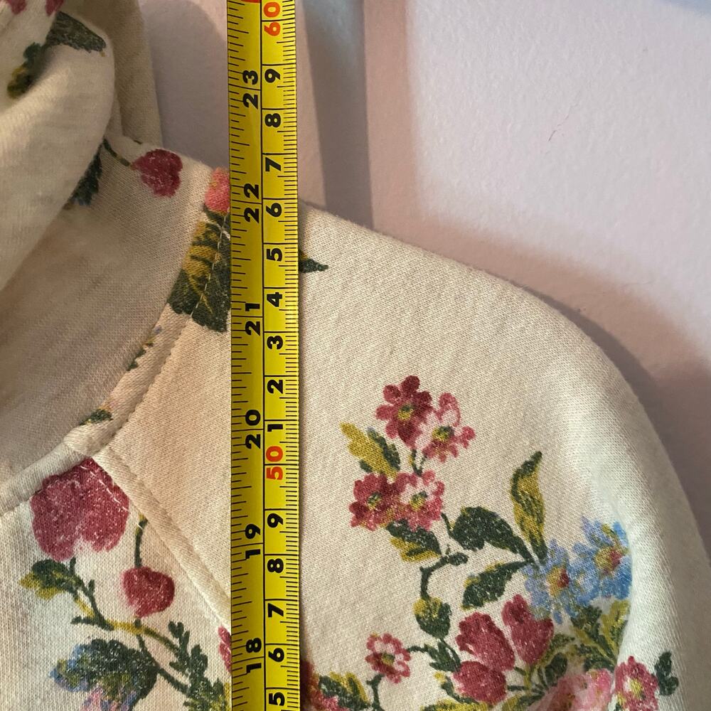 Daily Practice Anthropologie Cream Floral Hoodie Sweatshirt Loungewear Small - Picture 9 of 10